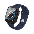 IMAK Hard PC Cover Case with Tempered Glass Screen Protector for Apple Watch Series SE3 / SE2 / SE1 /  6 / 5 / 4 44mm - Black - 3