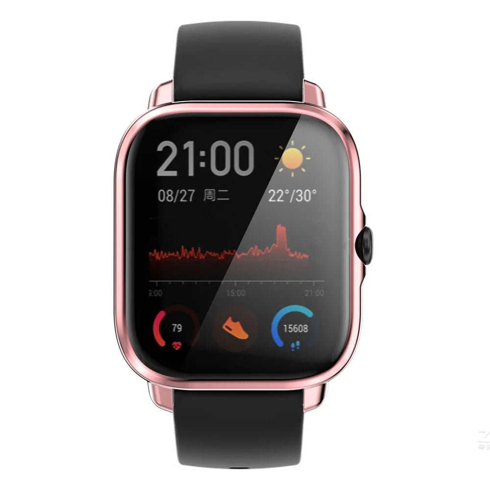 Electroplating Soft TPU Protective Watch Case Full Around Replacement Protector Cover for Huami Amazfit GTS3 - Pink - 5