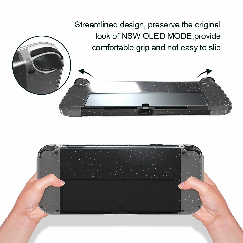JYS JYS-NS220 Glitter Transparent Anti-skid TPU Protective Case Drop-proof Cover for Nintendo Switch OLED - 2