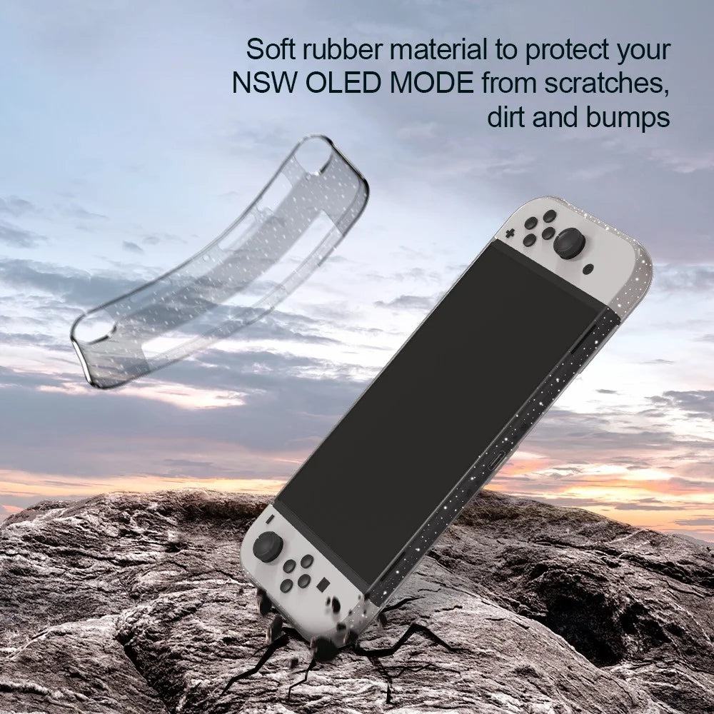 JYS JYS-NS220 Glitter Transparent Anti-skid TPU Protective Case Drop-proof Cover for Nintendo Switch OLED - 3