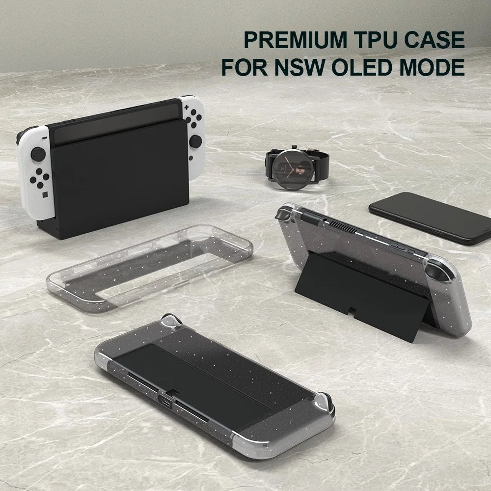 JYS JYS-NS220 Glitter Transparent Anti-skid TPU Protective Case Drop-proof Cover for Nintendo Switch OLED - 6