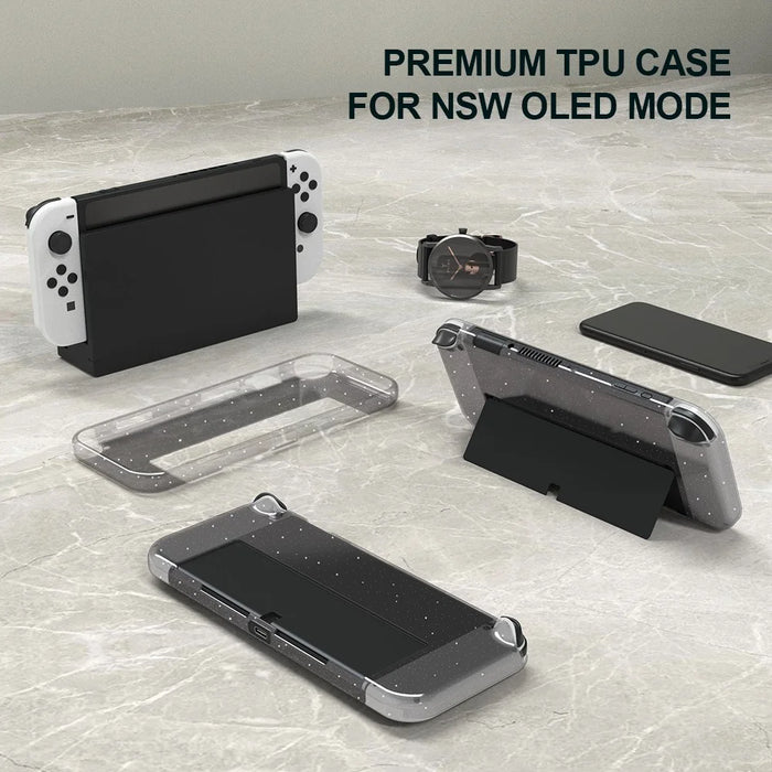 JYS JYS-NS220 Glitter Transparent Anti-skid TPU Protective Case Drop-proof Cover for Nintendo Switch OLED - 6