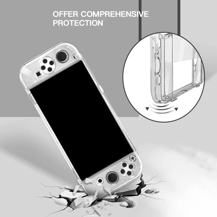 JYS JYS-NS221 Detachable Transparent Glitter PC Protective Case Drop-proof Cover for Nintendo Switch OLED - 4