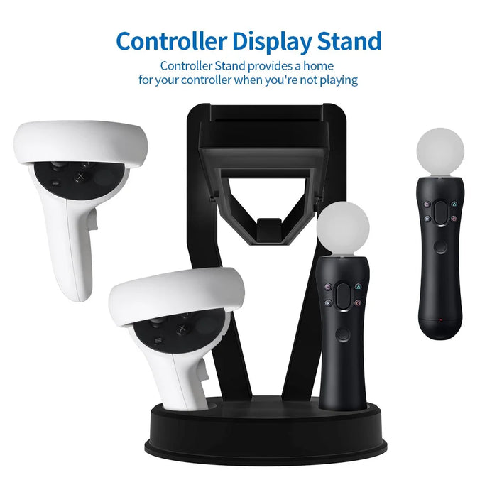 JYS JYS-OC002 Desktop Storage Stand VR Headset Controller Holder Display Rack for Oculus Quest 2 - Black - 5