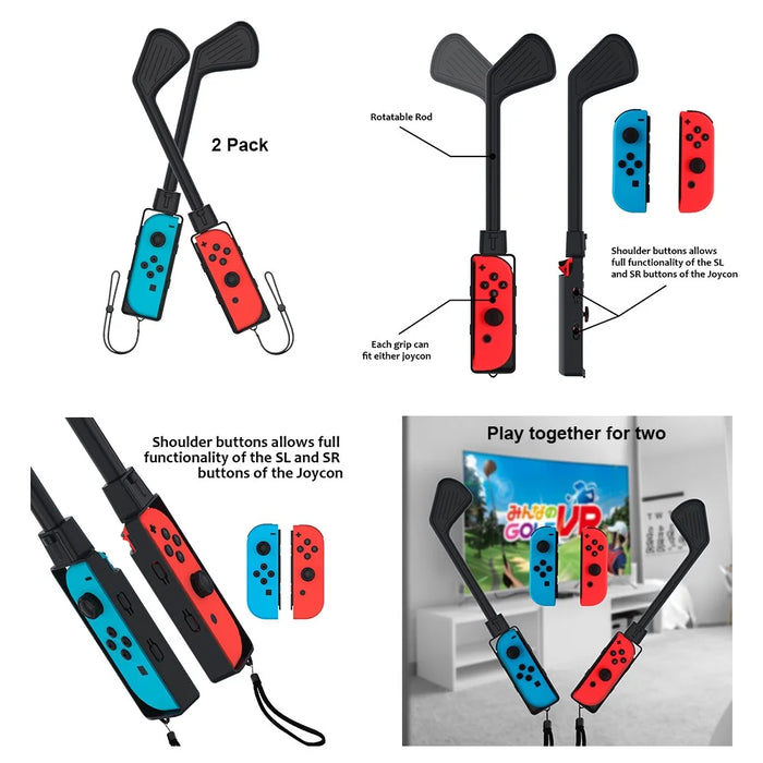 JYS JYS-NS215 10-in-1 Motion Control Grips Holder Golf Clubs Wrist Dance Band Handle Leg Strap Tennis Racket Game Accessories Set for Nintendo Switch - 2