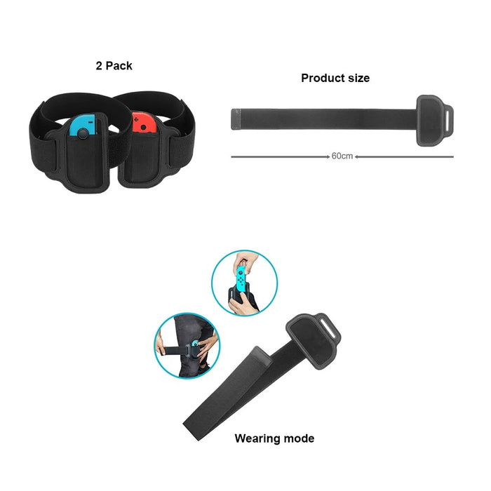 JYS JYS-NS215 10-in-1 Motion Control Grips Holder Golf Clubs Wrist Dance Band Handle Leg Strap Tennis Racket Game Accessories Set for Nintendo Switch - 3