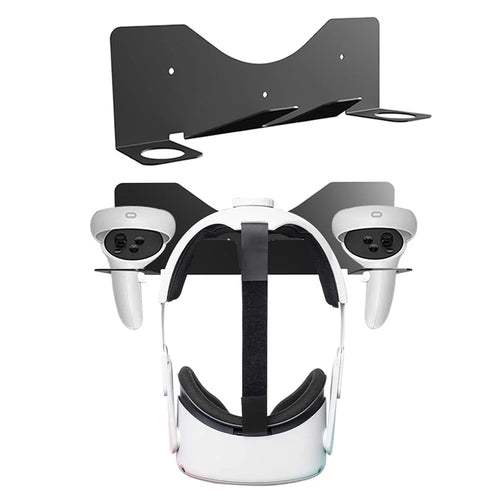 JYS JYS-MQ005 Wall Mounted Hook Stand VR Headset Controller Holder Storage Rack for Oculus Quest 2 / PS VR - Black - 1