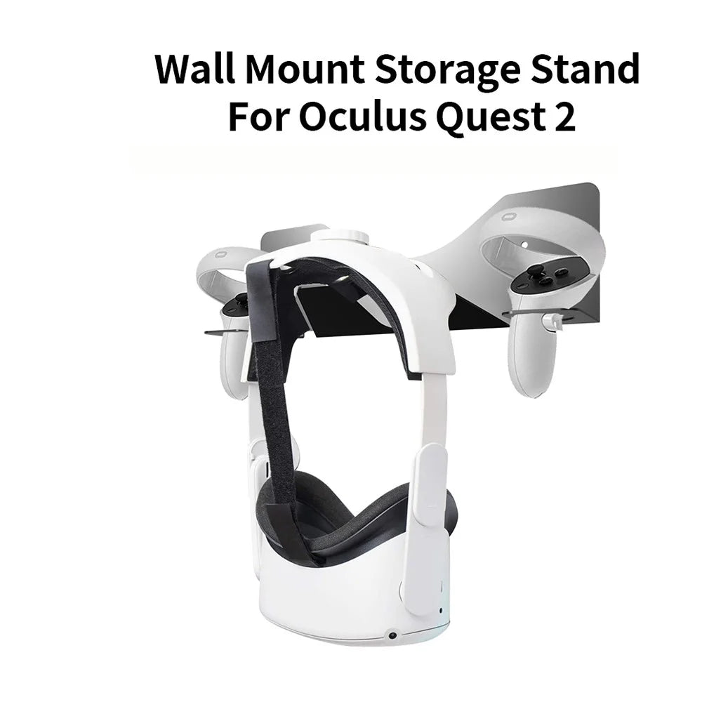 JYS JYS-MQ005 Wall Mounted Hook Stand VR Headset Controller Holder Storage Rack for Oculus Quest 2 / PS VR - Black - 3