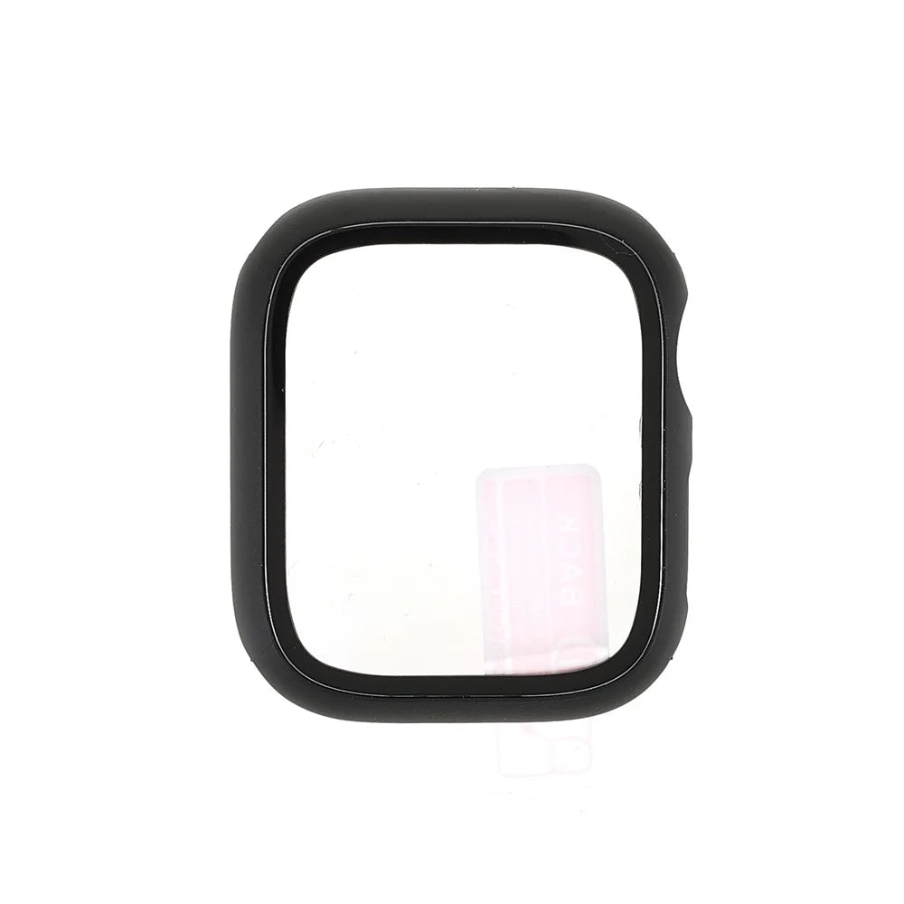 RURIHAI for Apple Watch Series 9 / 8 / 7 41mm All-Around Hard PC Protective Case with Built-in Tempered Glass Screen Protector - Black - 1