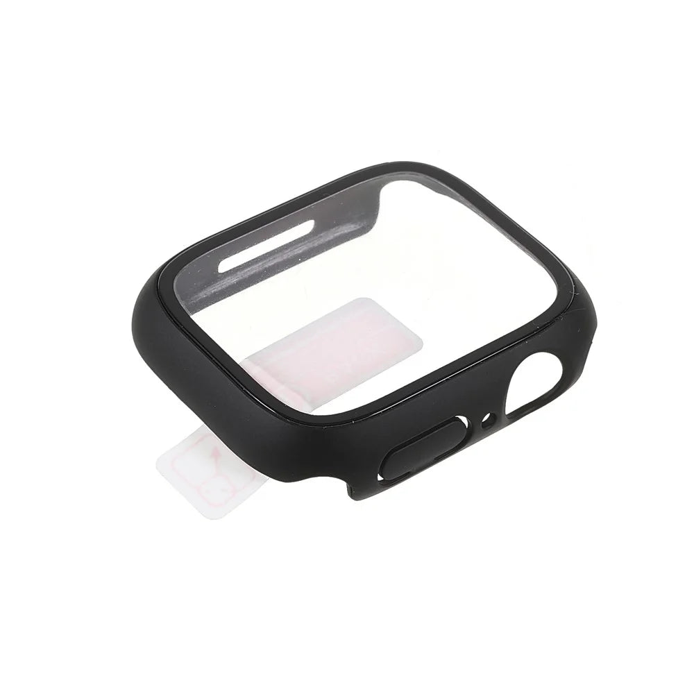 RURIHAI for Apple Watch Series 9 / 8 / 7 41mm All-Around Hard PC Protective Case with Built-in Tempered Glass Screen Protector - Black - 3