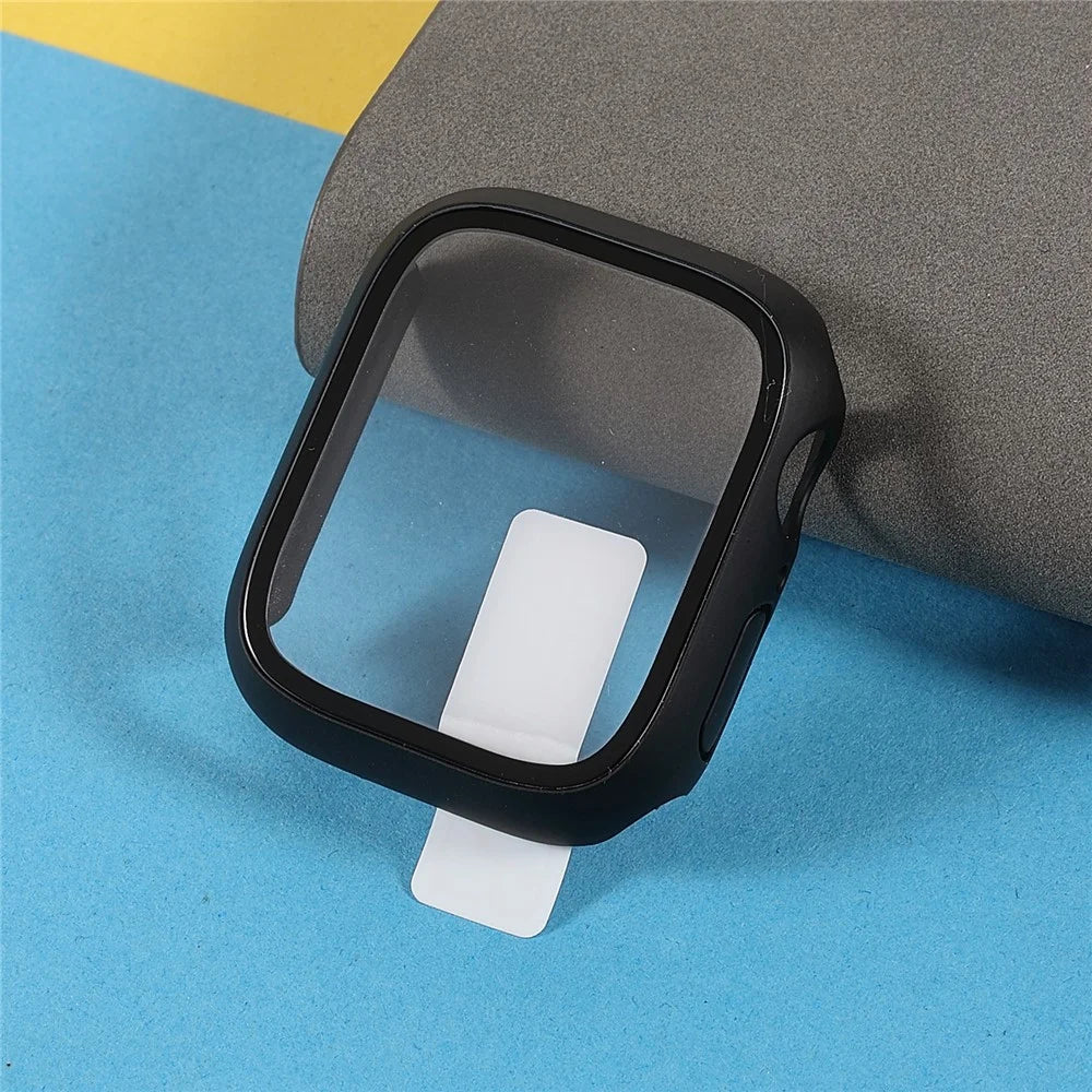 RURIHAI for Apple Watch Series 9 / 8 / 7 41mm All-Around Hard PC Protective Case with Built-in Tempered Glass Screen Protector - Black - 6