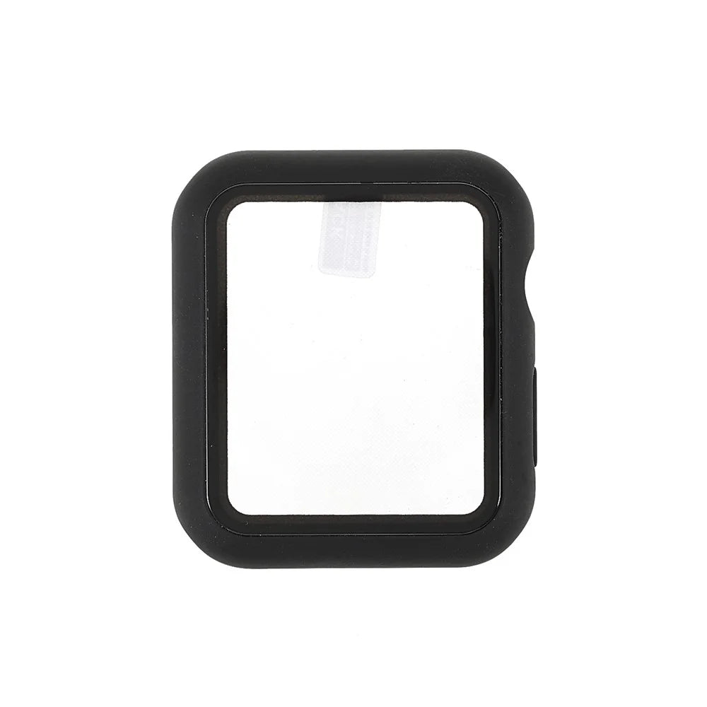 RURIHAI Hard PC Full Protective Cover with Tempered Glass Screen Protector for Apple Watch Series 9 / 8 / 7 45mm - Black - 1