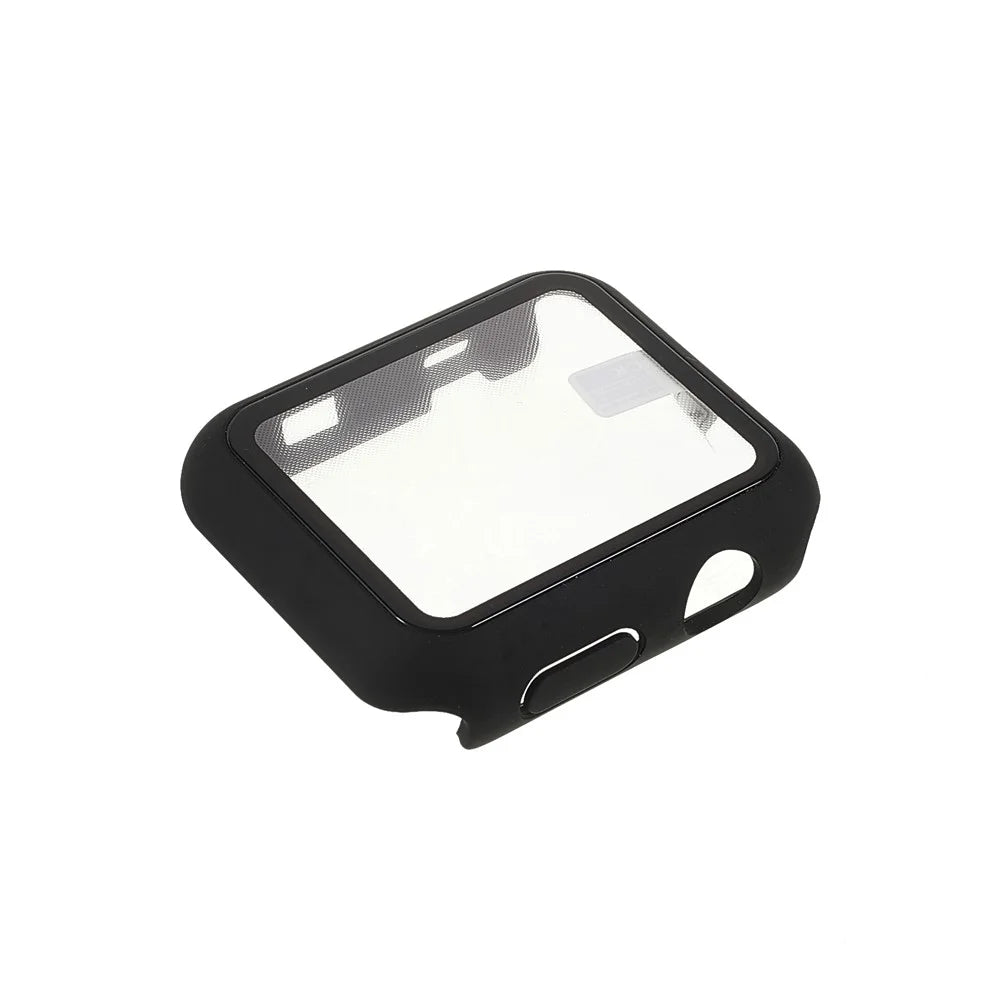 RURIHAI Hard PC Full Protective Cover with Tempered Glass Screen Protector for Apple Watch Series 9 / 8 / 7 45mm - Black - 3