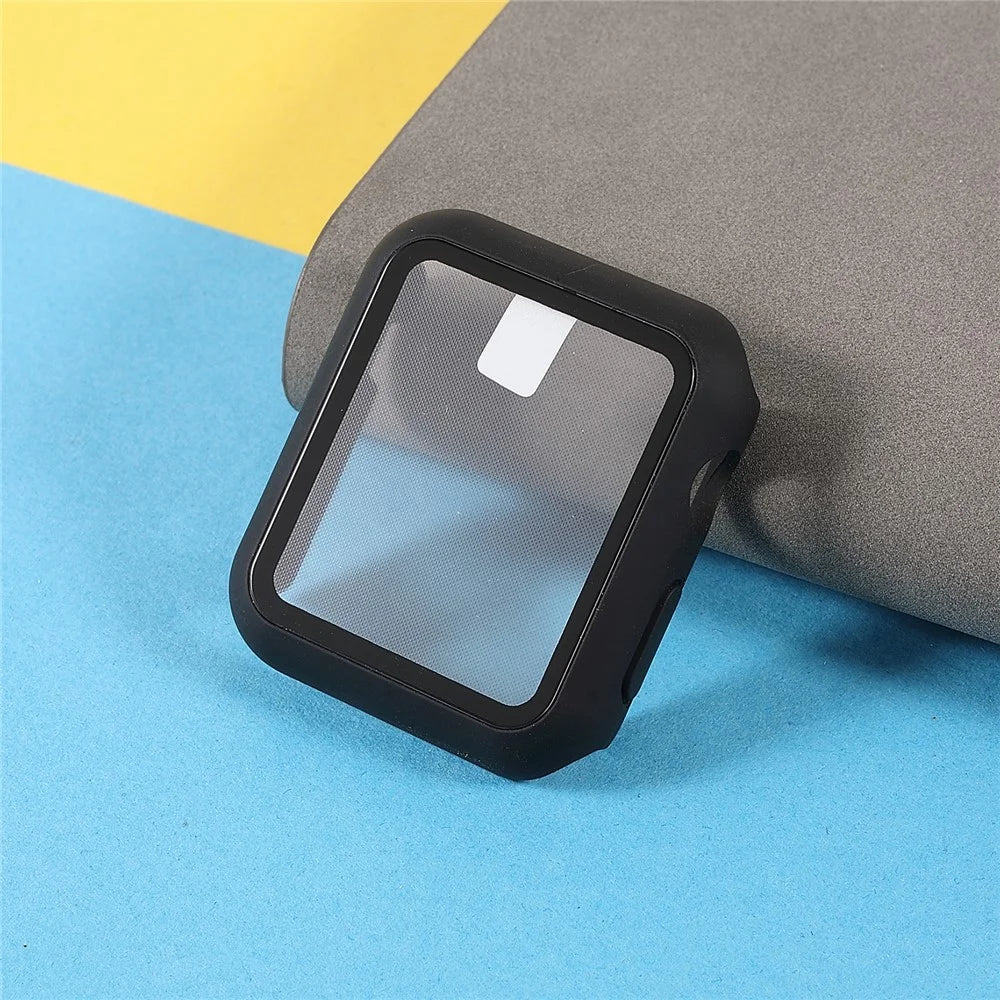 RURIHAI Hard PC Full Protective Cover with Tempered Glass Screen Protector for Apple Watch Series 9 / 8 / 7 45mm - Black - 6