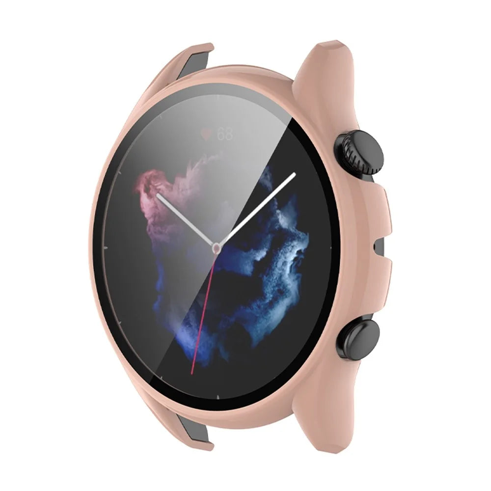 All Around Hard PC Protective Case with Tempered Glass Screen Protector for Huami Amazfit GTR 3 / GTR 3 Pro - Pink - 1