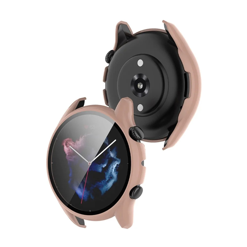All Around Hard PC Protective Case with Tempered Glass Screen Protector for Huami Amazfit GTR 3 / GTR 3 Pro - Pink - 2