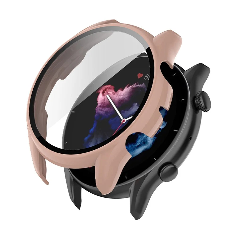 All Around Hard PC Protective Case with Tempered Glass Screen Protector for Huami Amazfit GTR 3 / GTR 3 Pro - Pink - 3