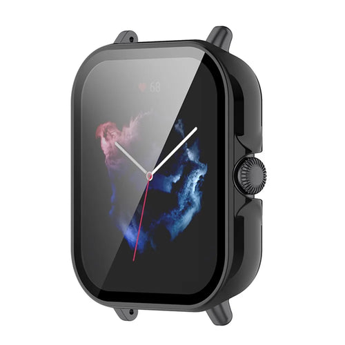 Ultra-Thin Bumper Full Cover Hard PC Protective Case with Tempered Glass Screen Protector for Huami Amazfit GTS 3 - Black - 1