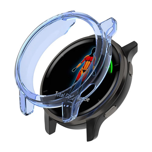 Half Coverage Hollowed Scratch-Free Soft TPU Edge Protective Case Watch for Garmin Venu 2 - Transparent Blue - 1