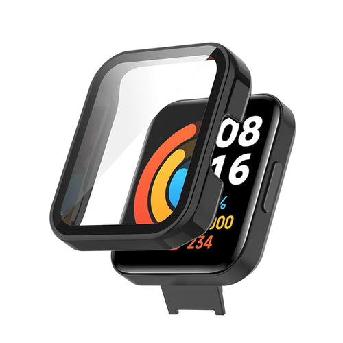 Hard PC HD Clear Full Cover Protective Case with Tempered Glass Screen Protector for Xiaomi Redmi Watch 2 - Black - 1