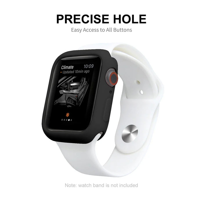 ENKAY HAT PRINCE Solid Color Soft TPU Watch Case Cover with PET Screen Protector for Apple Watch Series 9 / 8 / 7 45mm - Black - 4