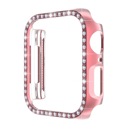 ENKAY HAT PRINCE for Apple Watch Series 9 / 8 / 7 41mm Rhinestone Decor Electroplating Hard PC Watch Case Cover with Full Coverage Curved PET Screen Protector - Pink - 2