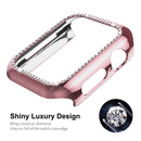 ENKAY HAT PRINCE for Apple Watch Series 9 / 8 / 7 41mm Rhinestone Decor Electroplating Hard PC Watch Case Cover with Full Coverage Curved PET Screen Protector - Pink - 3