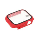 Rubberized Matte PC Watch Case Cover with Tempered Glass Film for Apple Watch Series 9 / 8 / 7 45mm - Red - 3