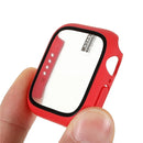 Rubberized Matte PC Watch Case Cover with Tempered Glass Film for Apple Watch Series 9 / 8 / 7 45mm - Red - 5