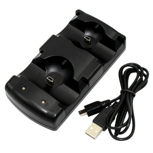 2 in 1 Dual Ports Charging Dock Multifunction Charging Station with Light Indicator for PS3/PS3 Move Controller - 1