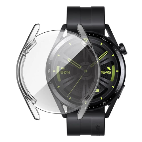 Clear Full Coverage Soft TPU Protective Watch Case Cover for Huawei Watch GT 3 46mm - Transparent White - 1