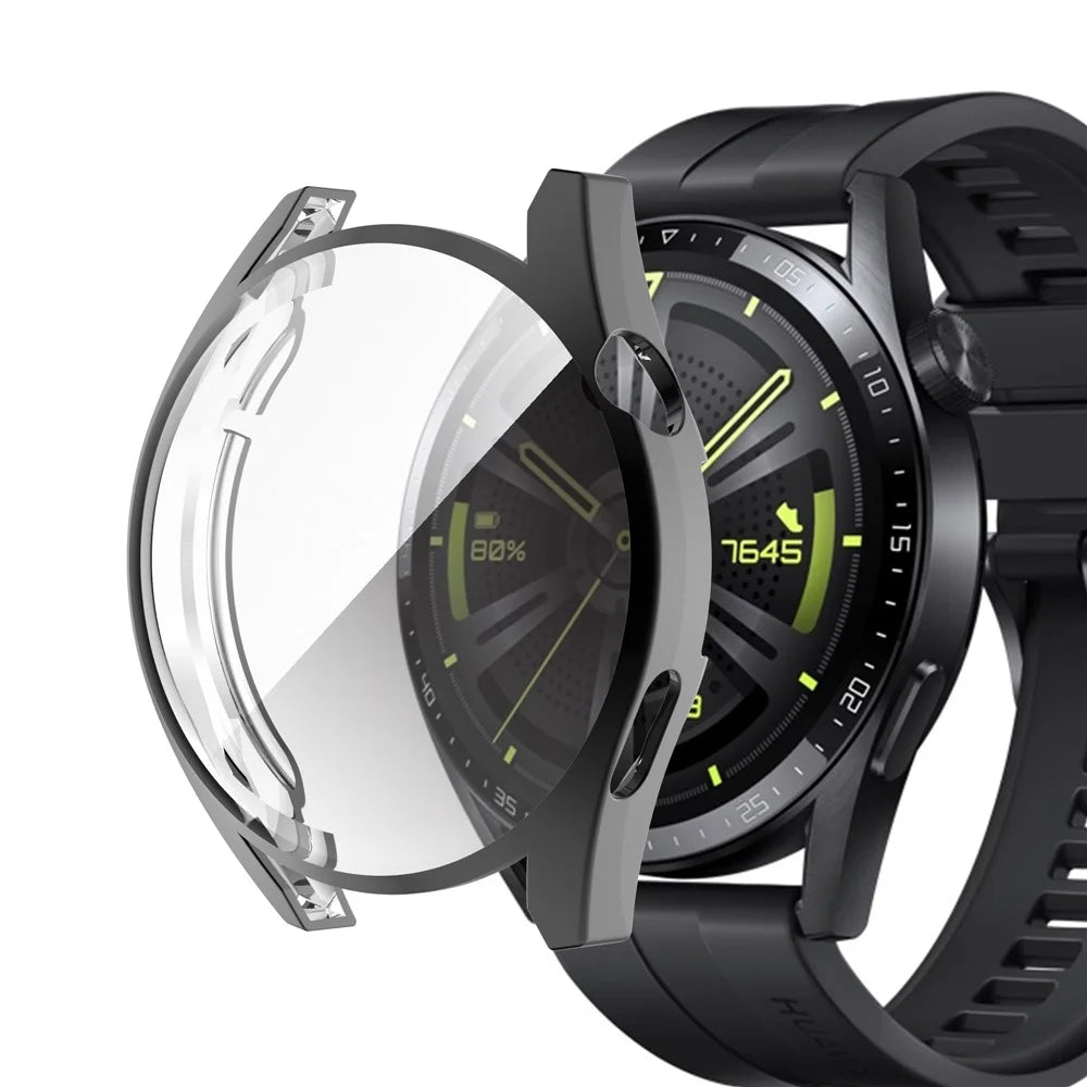 Anti-scratch Electroplating TPU Protective Watch Case Protector Cover for Huawei Watch GT 3 42mm - Black - 3