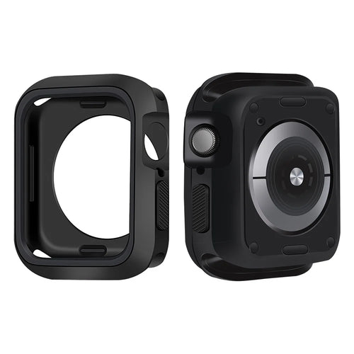 Soft Silicone Dual Color Smart Watch Protective Case Cover Frame for Apple Watch Series 9 / 8 / 7 45mm - Black / Black - 1