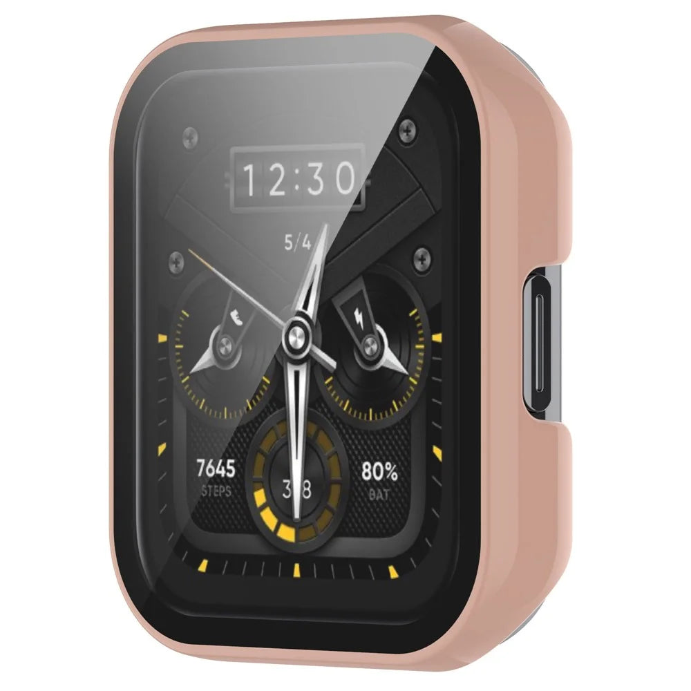 Drop-proof Protective Hard PC Shell with Anti-Scratch Tempered Glass Screen Protector for Realme Watch 2 Pro - Pink - 2