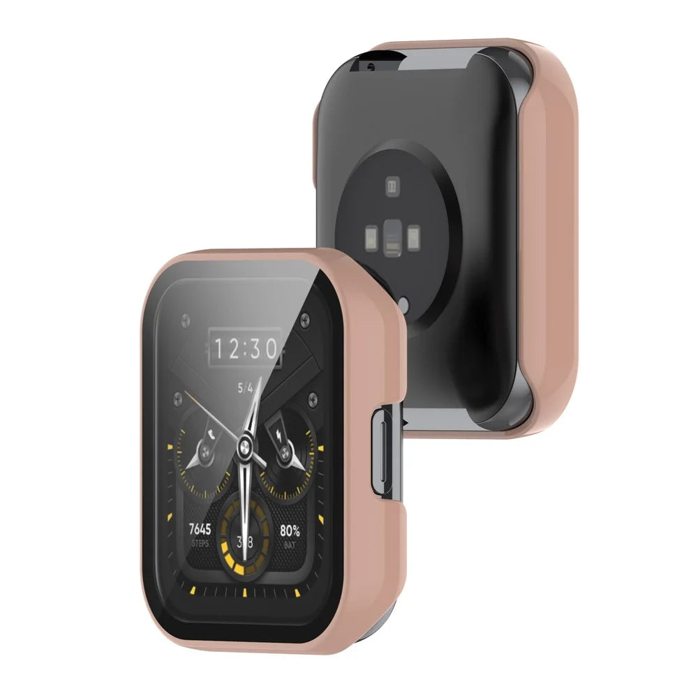 Drop-proof Protective Hard PC Shell with Anti-Scratch Tempered Glass Screen Protector for Realme Watch 2 Pro - Pink - 3