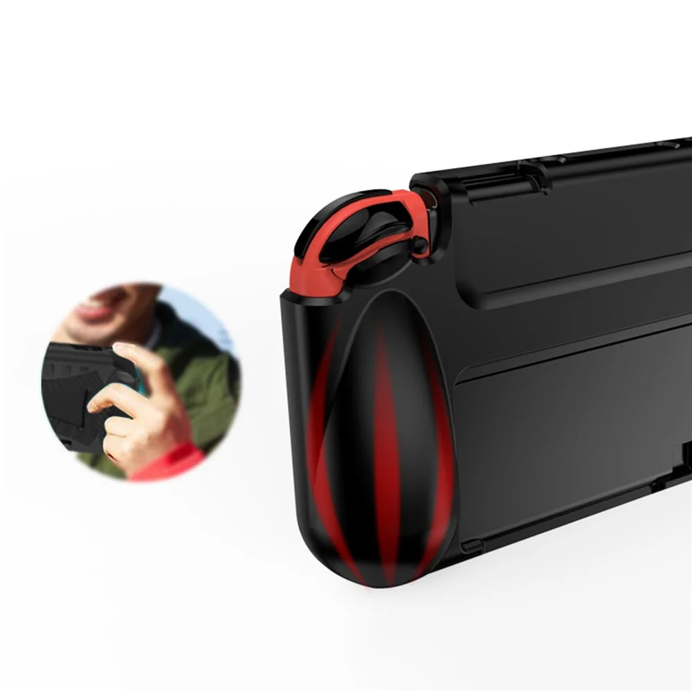 Shockproof Soft TPU Case Protective Sleeve Cover for Nintendo Switch OLED Console - Black - 6