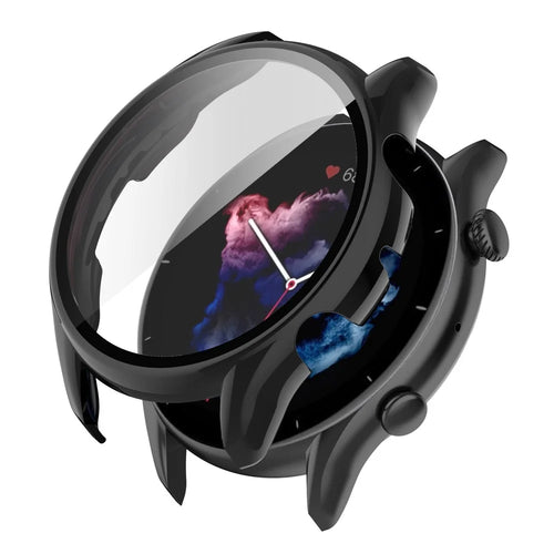 Smart Watch Hard PC Frame Built-in with Tempered Glass Screen Protector Watch Case for Huami Amazfit GTR3/GTR3 Pro - Black - 1