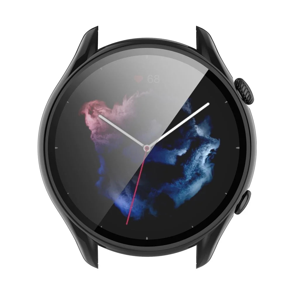 Smart Watch Hard PC Frame Built-in with Tempered Glass Screen Protector Watch Case for Huami Amazfit GTR3/GTR3 Pro - Black - 3