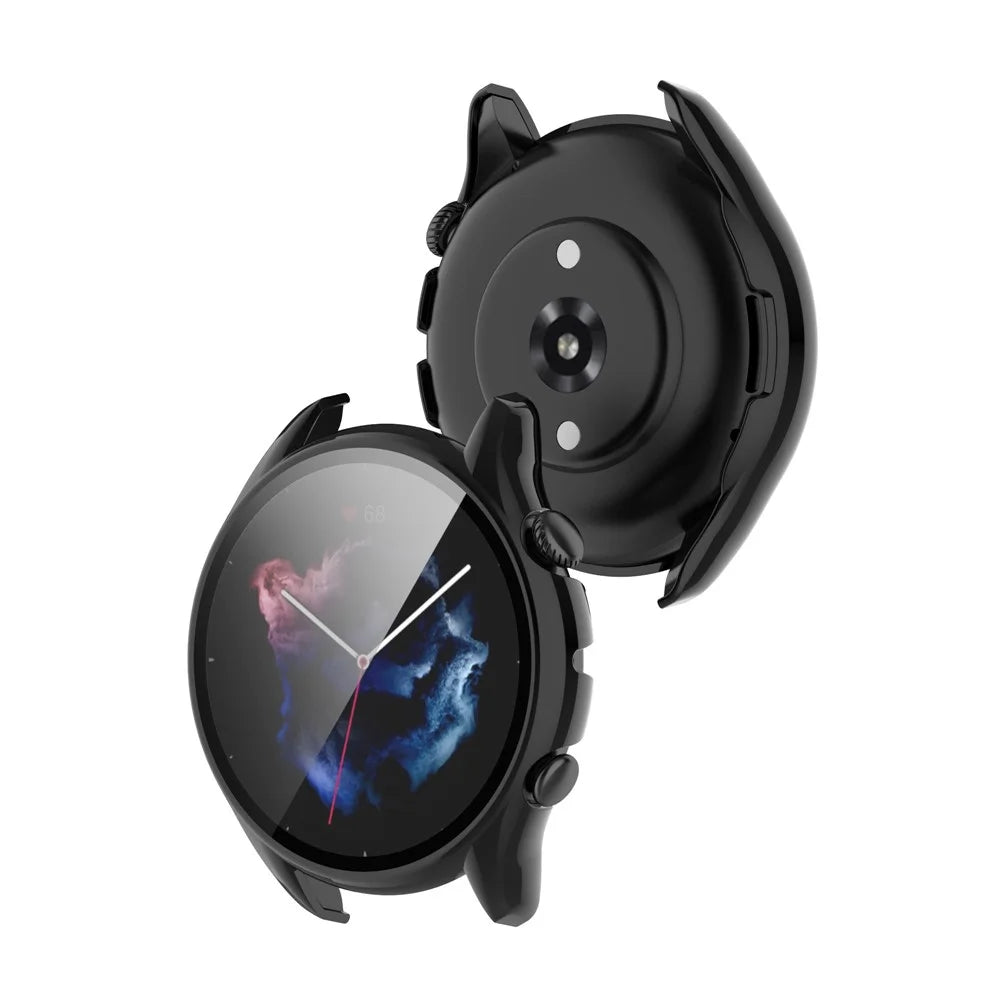 Smart Watch Hard PC Frame Built-in with Tempered Glass Screen Protector Watch Case for Huami Amazfit GTR3/GTR3 Pro - Black - 7