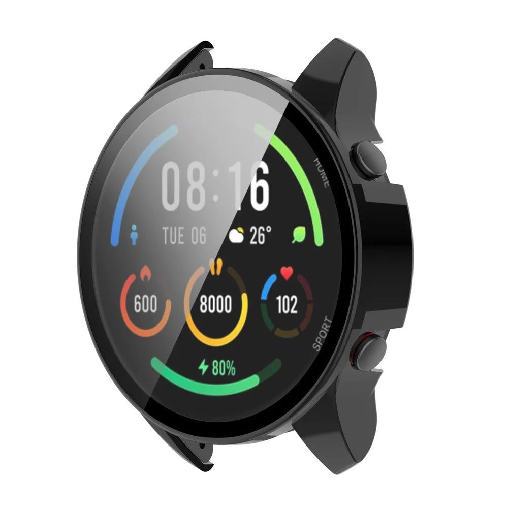 2 in 1 Smart Watch Hard PC Frame + Tempered Glass Screen Protector Watch Case for Xiaomi Mi Watch Color Sports - Black - 2