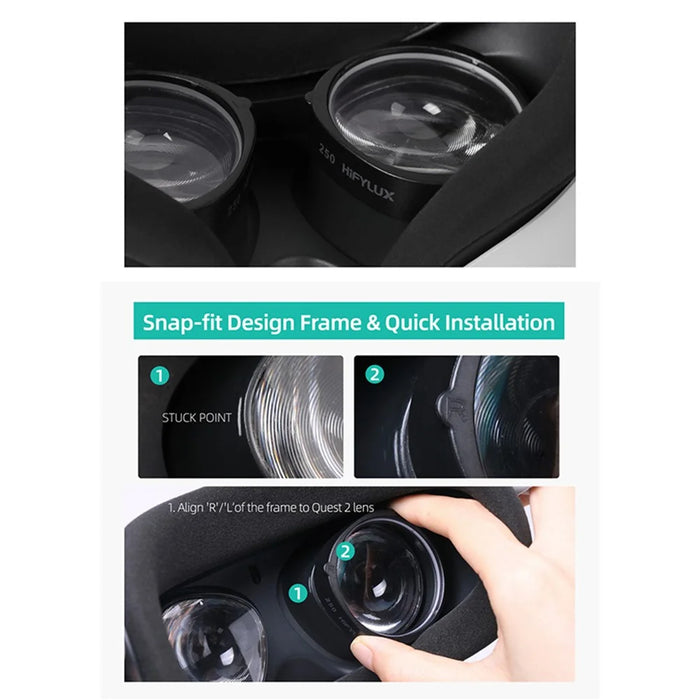 HIFYLUX QF11 1 Pair -3.0D Myopia Lenses Aspherical Nearsighted Corrective Resin Glasses Lenses VR for Oculus Quest 2 VR Glasses Accessories - 7