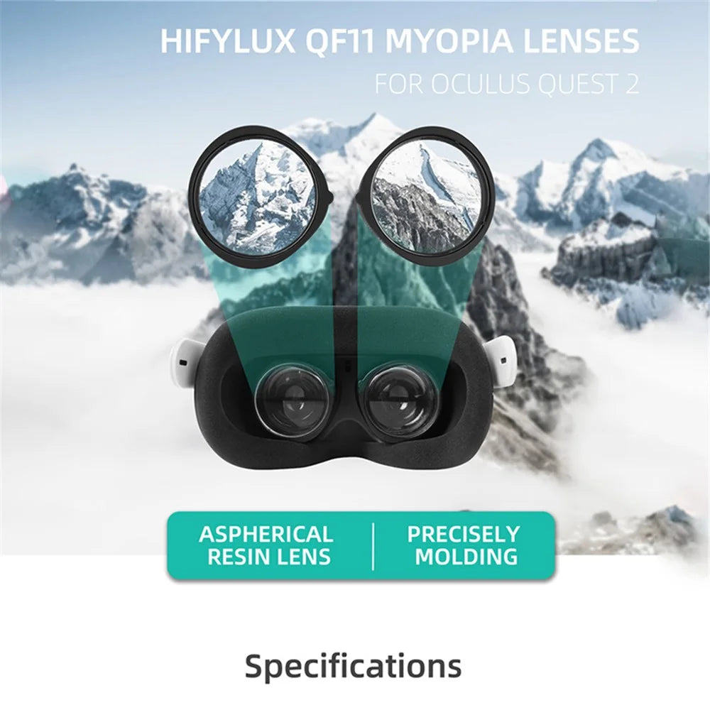 HIFYLUX QF11 1 Pair -6.0D Aspherical Resin Nearsighted Corrective Myopia Lenses Accessories for Oculus Quest 2 VR Glasses - 2