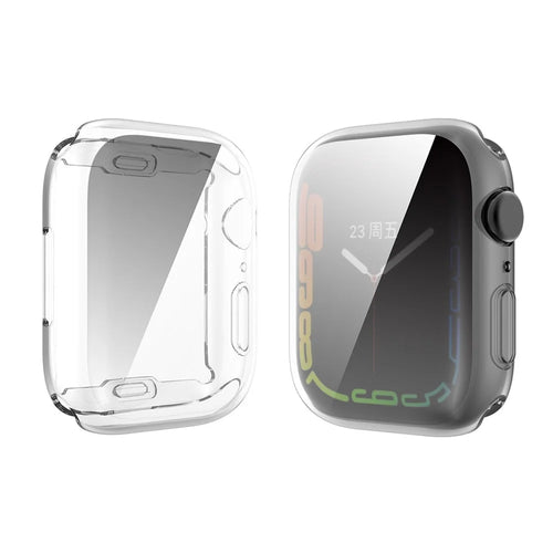 ENKAY HAT PRINCE Clear Soft TPU Smart Watch Case with 9H Tempered Glass Screen Protector for Apple Watch Series 9 / 8 / 7 41mm - 1