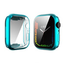 ENKAY HAT PRINCE Electroplated TPU Smart Watch Case with Tempered Glass Screen Protector for Apple Watch Series 9 / 8 / 7 45mm - Cyan - 1