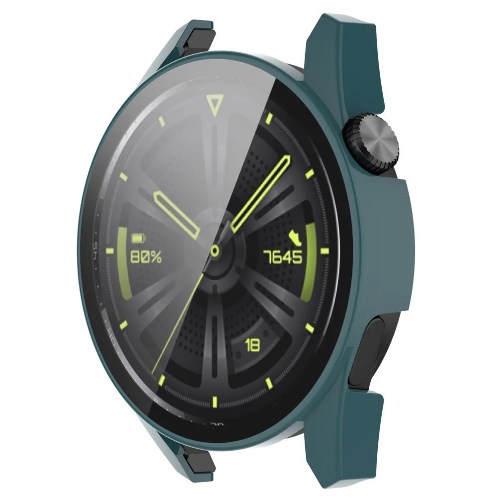 Hard PC Frame + Tempered Glass Screen Protector 2-in-1 Watch Case for Huawei Watch GT 3 42mm - Dark Green - 2