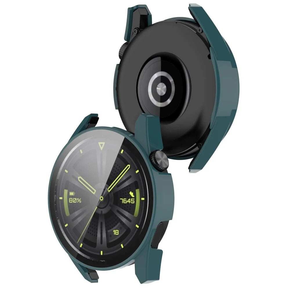 Hard PC Frame + Tempered Glass Screen Protector 2-in-1 Watch Case for Huawei Watch GT 3 42mm - Dark Green - 3