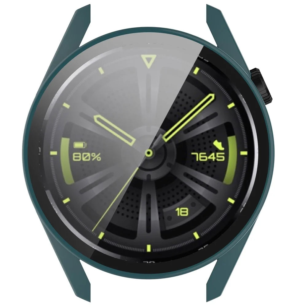 Hard PC Frame + Tempered Glass Screen Protector 2-in-1 Watch Case for Huawei Watch GT 3 42mm - Dark Green - 5