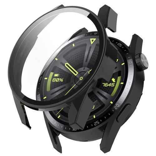 2-in-1 Watch Case Hard PC Frame + Tempered Glass Screen Protector for Huawei Watch GT 3 46mm - Black - 1