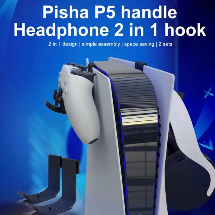 IPEGA PG-P5022 2Pcs Wall Mount Holder Bracket Hanger Storage Stand for PS5 Console Controller Headset Support - 4