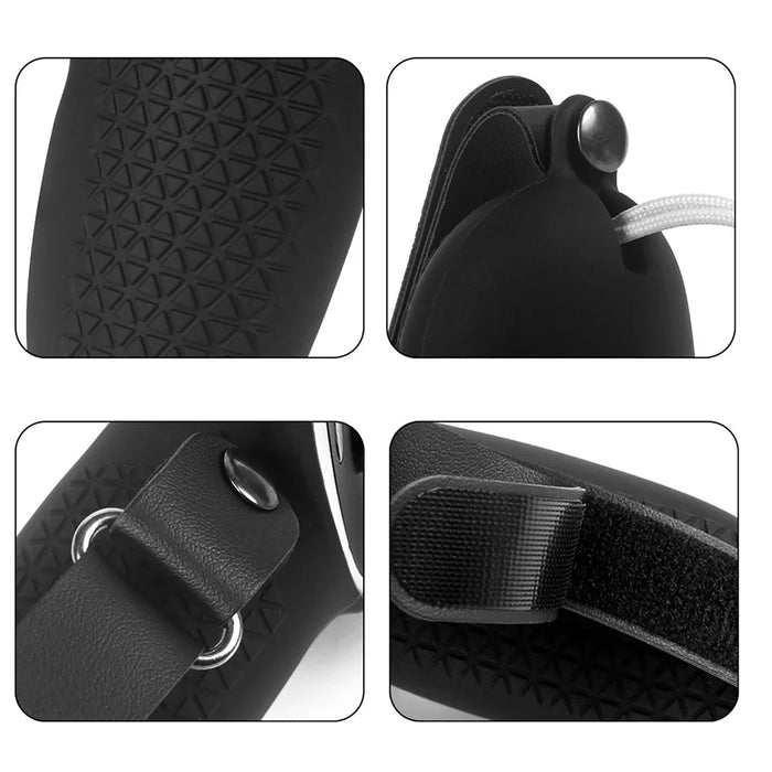 1 Pair Silicone Protective Grip Cover Handle Sleeve Case with Adjustable Palm Strap for Oculus Quest 2 VR Controller - Red - 5